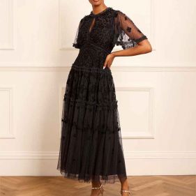 AUTUMN LACE ANKLE GOWN  - فستان