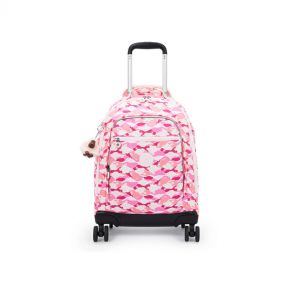 NEW ZEA LARGE WHEELED BACKPACK : KIPLING : PINK PALM : OS - حقائب مزودة بعجلات