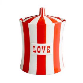 VICE CANISTER LOVE RED/WHITE 6.75H: JONATHAN ADLER - حاوية