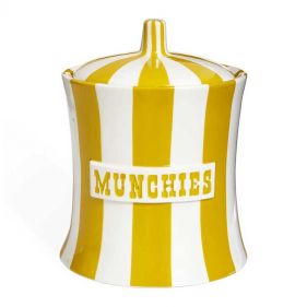 VICE CANISTER MUNCHIES YELLOW/WHITE 8.75H: JONATHAN ADLER - حاوية