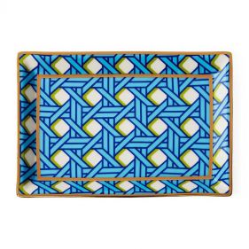 BASKETWEAVE RECTANGLE TRAY BLUE OS: JONATHAN ADLER - صينية