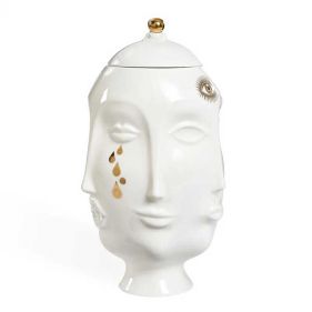 GILDED MUSE FRIDA VASE WHITE/GOLD OS: JONATHAN ADLER - مزهرية