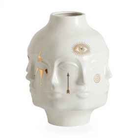 GILDED LARGE DORA MAAR VASE WHITE/GOLD OS: JONATHAN ADLER - مزهرية