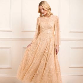 SDOT RND NECK ANKLE GOWN - فستان