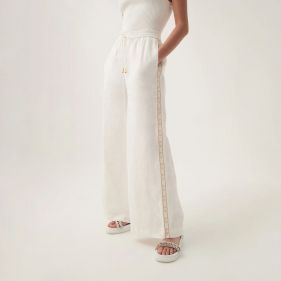 IMOGEN LOGO LINEN PANT  - بنطلونات