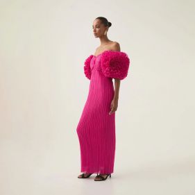 CRYSTALLISE PLEATED GOWN - فستان