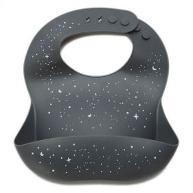PRINTED BIB GALAXY GREY  100PERCENT FOOD GRADE SILICONE BIB - طقم أطفال 