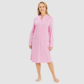 NIGHTDRESS ROUND NECK 1/1 SLEEVE BUTTON PANEL 100CM  - فستان