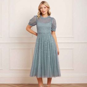 SEQUIN GISELLE SMOCKED BALLERINA DRESS  - فستان