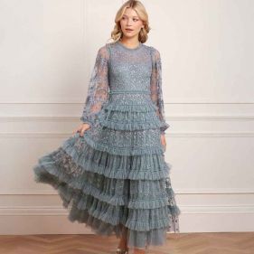 BLOSSOM LACE ANKLE GOWN  - فستان