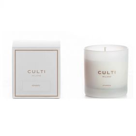CANDLE SILKSCREENED SATIN GLASS ARAMARA 550G: CULTI MILANO - شمعة معطرة