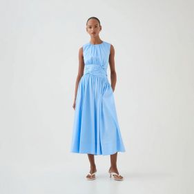 AGATHA KNOT WAIST MIDI DRESS - فستان