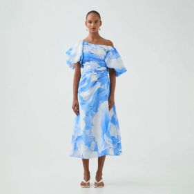 CADENCE RUCHED MIDI DRESS - فستان