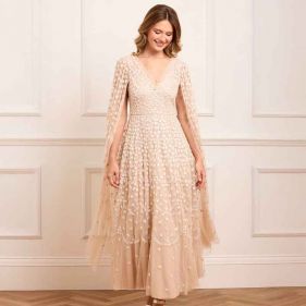 CLOVER CAPE SLEEVE ANKLE GOWN  - فستان