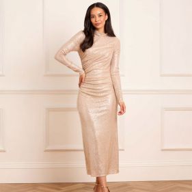 MALIA TURTLENECK ANKLE GOWN  - فستان