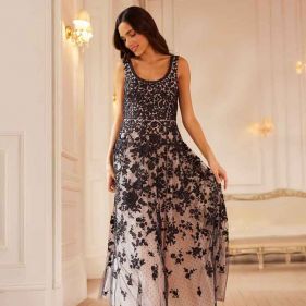 ROSA SCOOP NECK ANKLE GOWN  - فستان