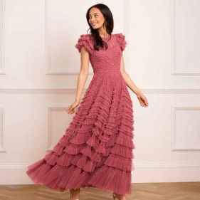 LA VIE EN ROSE ROUND NECK SHORT S GOWN  - فستان