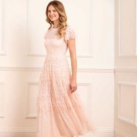 CLOVER SHORT SLEEVE ANKLE GOWN  - فستان