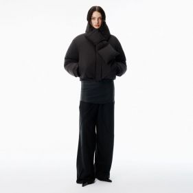 CROPPED PUFFER  W SCARF  - جاكيت غير رسمي