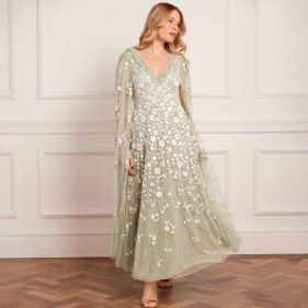 ETHEREAL BLOOMS CAPE SL GOWN  - فستان