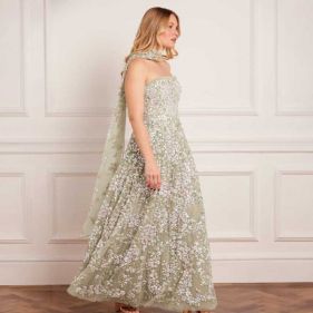 DREAM GARLAND STRAPLESS GOWN  - فستان
