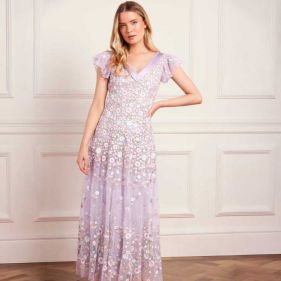 ETHEREAL BLOOMS SHORT ANKLE GOWN  - فستان