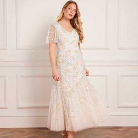 CRESSIDA FLORAL SHORT SL GOWN  - فستان
