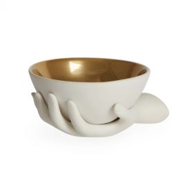EVE ACCENT BOWL WHITE AND GOLD INTERIOR: JONATHAN ADLER - الطاسات