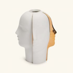 ATLAS SPLIT VASE WHITE AND GOLD: JONATHAN ADLER - مزهرية