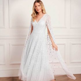 CLOVER CAPE SLEEVE ANKLE GOWN  - فستان