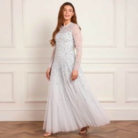 STARRY NIGHTS ROUND NECK GOWN  - فستان