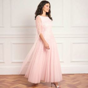 SUNRISE SEQ CAPE SL ANKLE GOWN  - فستان