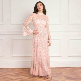 SYLVIA ROSE LS ANKLE GOWN  - فستان