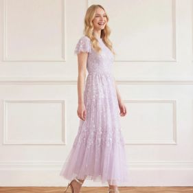 CLOVER SHORT SLEEVE ANKLE GOWN  - فستان