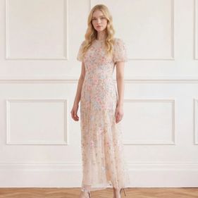 PEONY BQT R NECK ANKLE GOWN  - فستان