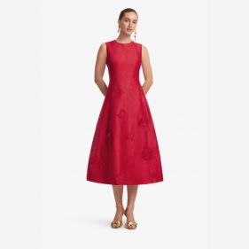 CLEO APPLIQUE SLEEVELESS MIDI DRESS  - فستان