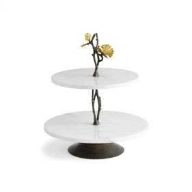 BUTTERFLY GINKGO SMALL MARBLE ETAGERE: MICHAEL ARAM - دعامة