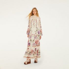 ROCOCO FLOWERS CREAM MAXI DRESS  - فستان