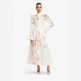SELINA BUTTERFLY SLEEVE MIDI DRESS  - فستان