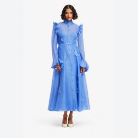 KATRINA APPLIQUE BUTTERFLY SLEEVE MIDI DRESS  - فستان