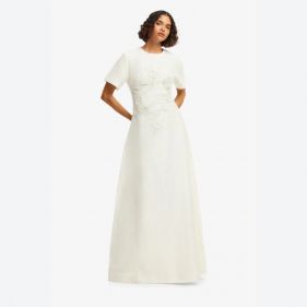 ALICE APPLIQUE SHORT SLEEVE MAXI DRESS  - فستان