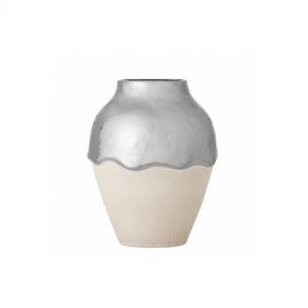 SILVIO VASE SILVER STONEWARE: BLOOMINGVILLE - مزهرية