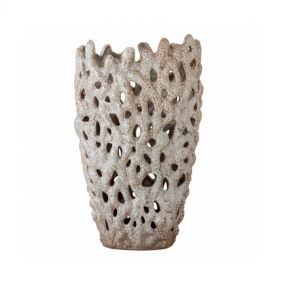 EUNICE DECO VASE WHITE STONEWARE: BLOOMINGVILLE - مزهرية