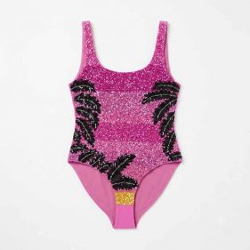 FUSCIA PALM SWIMSUIT  - مايوه قطعة واحدة