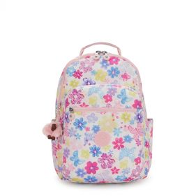 SEOUL COLLEGE EXTRA BACKPACKS : KIPLING : FLOWER STAMP : OS -شنطة ظهر