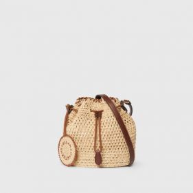 FALABELLA BUCKET BAG ECO CROCHET RAFFIA  - حقائب يد نسائية 