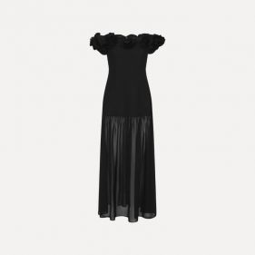 CREPE FLOWER MAXI DRESS  - فستان